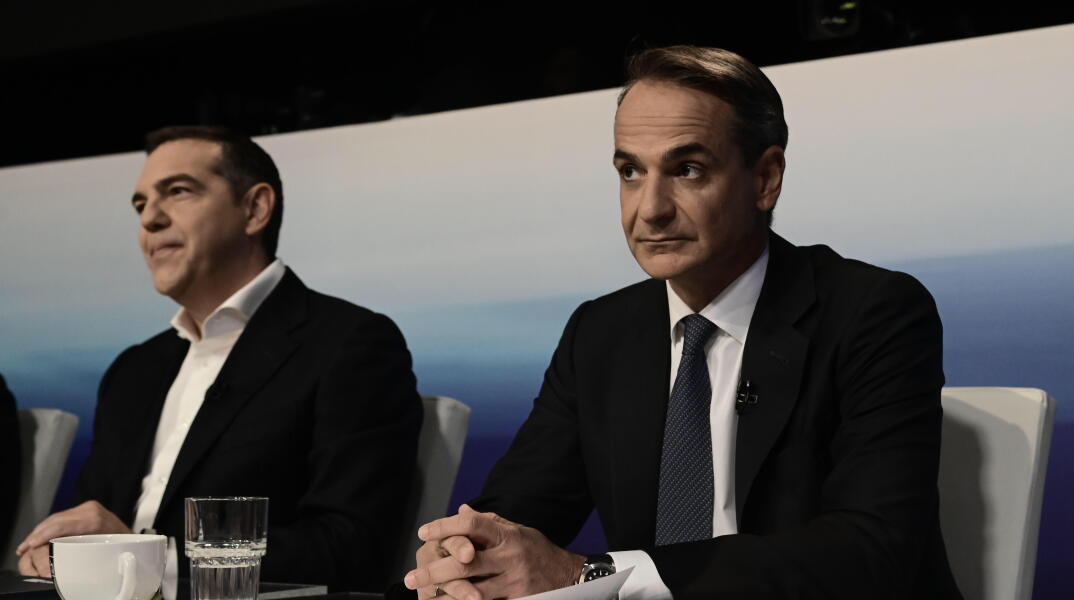 Ο Κυριάκος Μητσοτάκης και ο Αλέξης Τσίπρας στο debate των πολιτικών αρχηγών