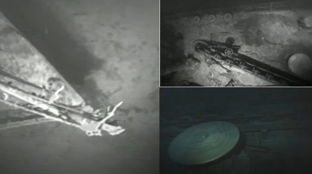 Στιγμιότυπα από το βίντεο του 1986 που απεικονίζει σημεία από το ναυάγιο του Τιτανικού