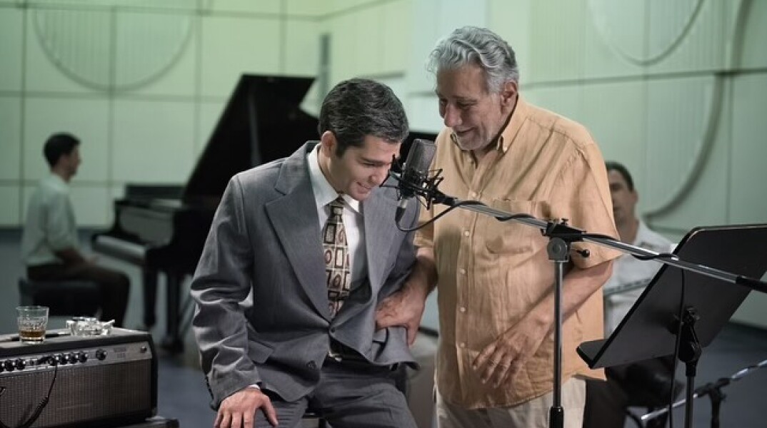 Ο Χρήστος Μάστορας με τον σκηνοθέτη Γιώργο Τσεμπερόπουλο στα γυρίσματα της ταινίας «Υπάρχω»