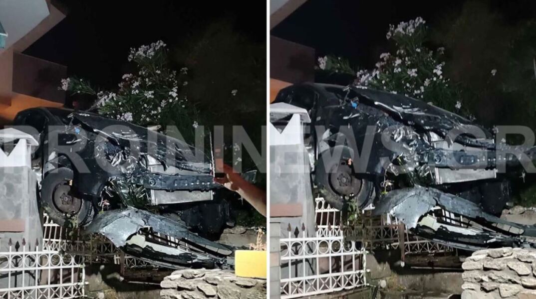 Αυτοκίνητο έπεσε από ύψος 20 μέτρων και προσγειώθηκε σε αυλή σπιτιού στην Καβάλα
