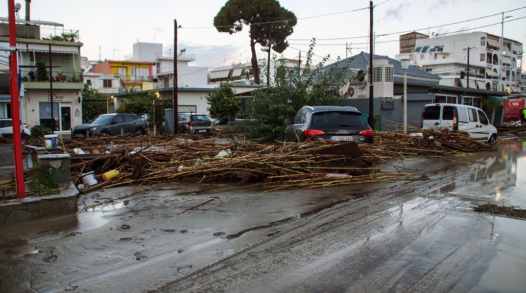 Εικόνα από τις καταστροφές στη Ρόδο από την κακοκαιρία Bora