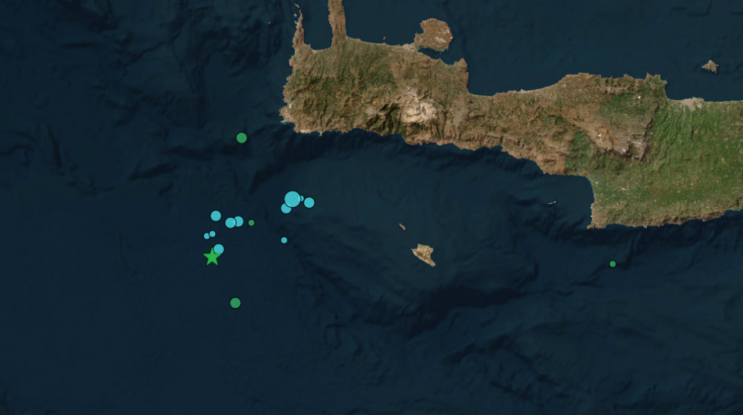 Το επίκεντρο του σεισμού που καταγράφηκε το πρωί της Κυριακής (21.7) ανοιχτά της Κρήτης
