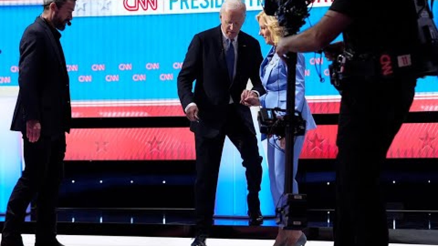 Joe Biden assisted off stage by wife Jill after trainwreck debate against Trump