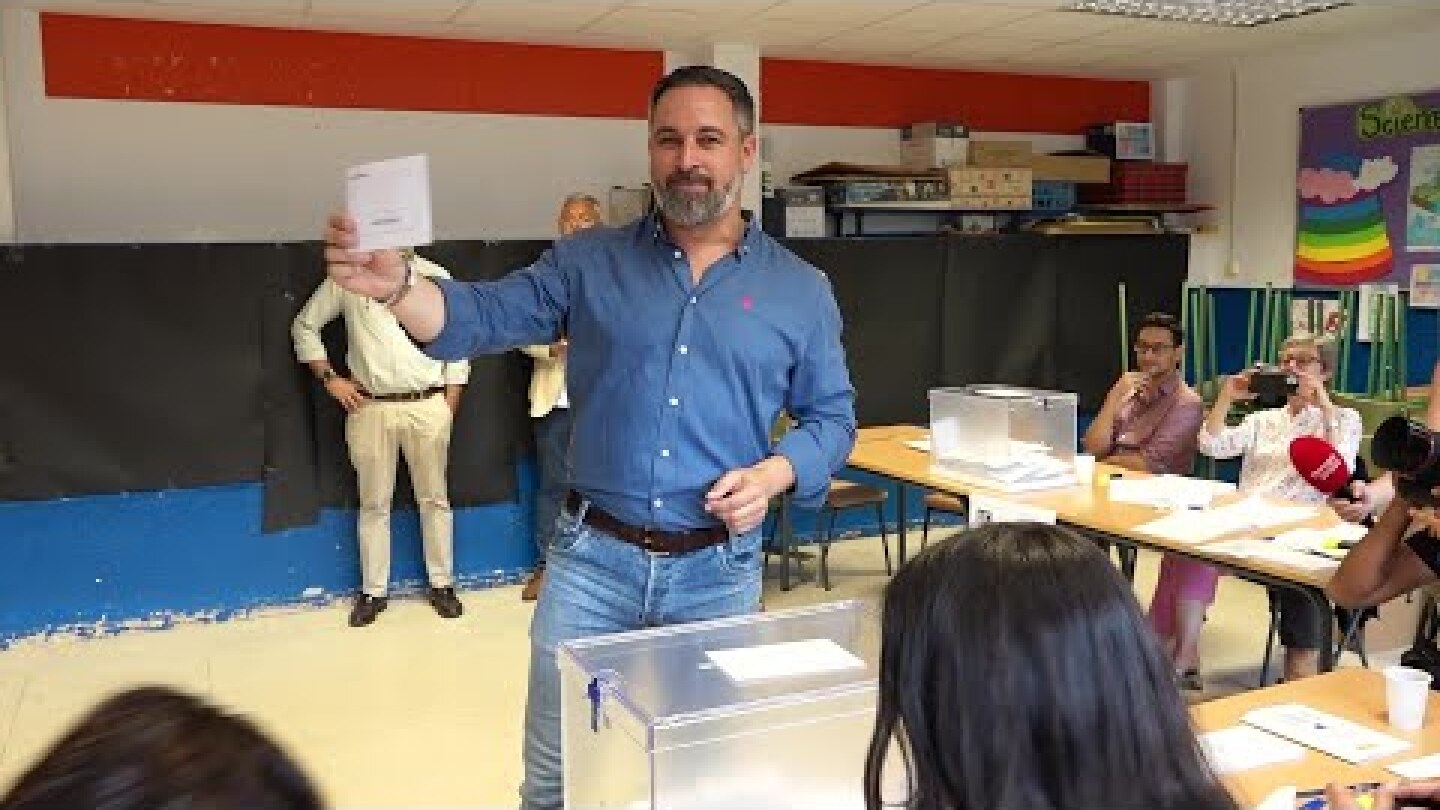 Spain's far-right Vox leader Santiago Abascal votes in EU elections | AFP
