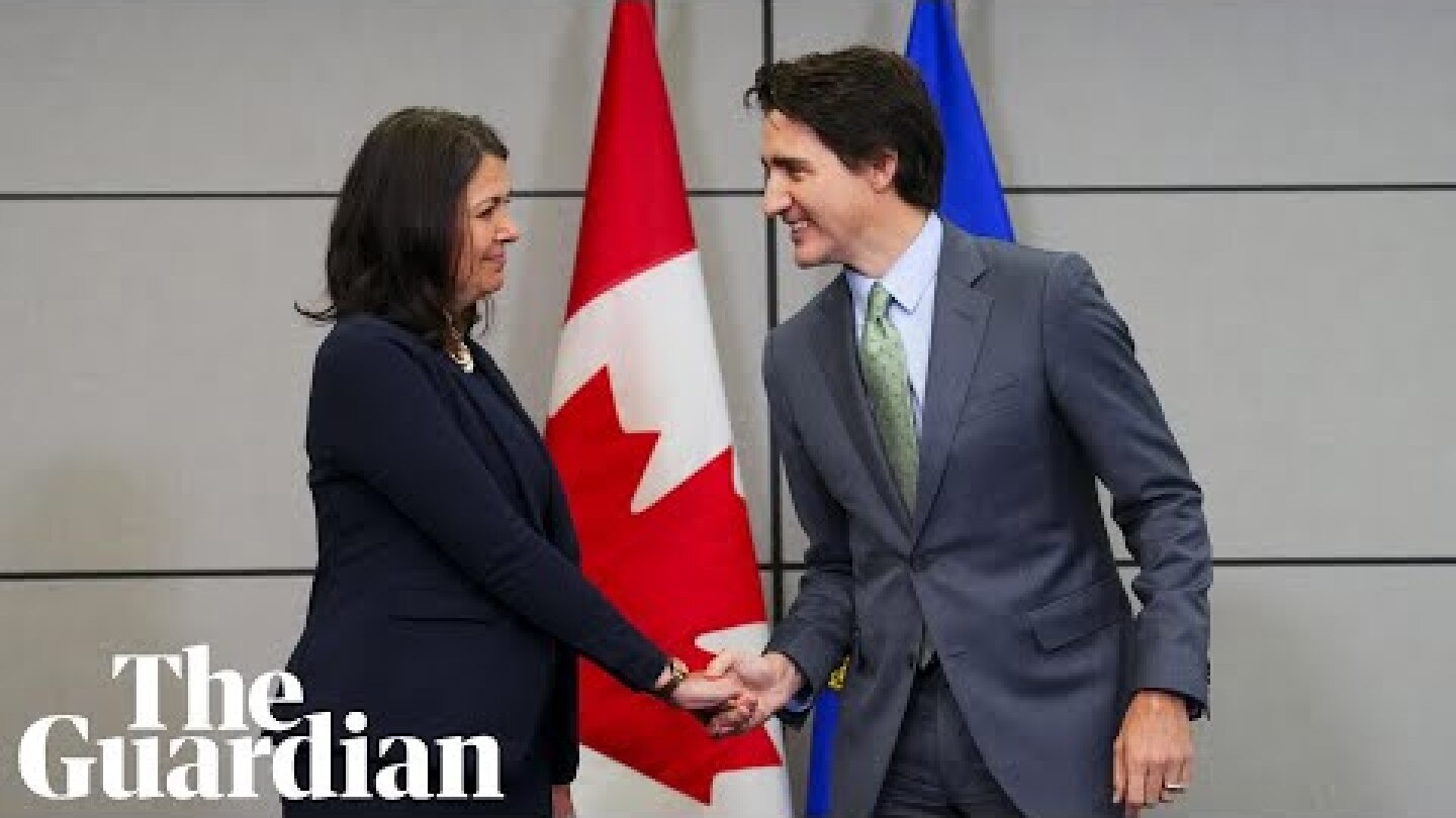 Justin Trudeau greets opponent with awkward handshake