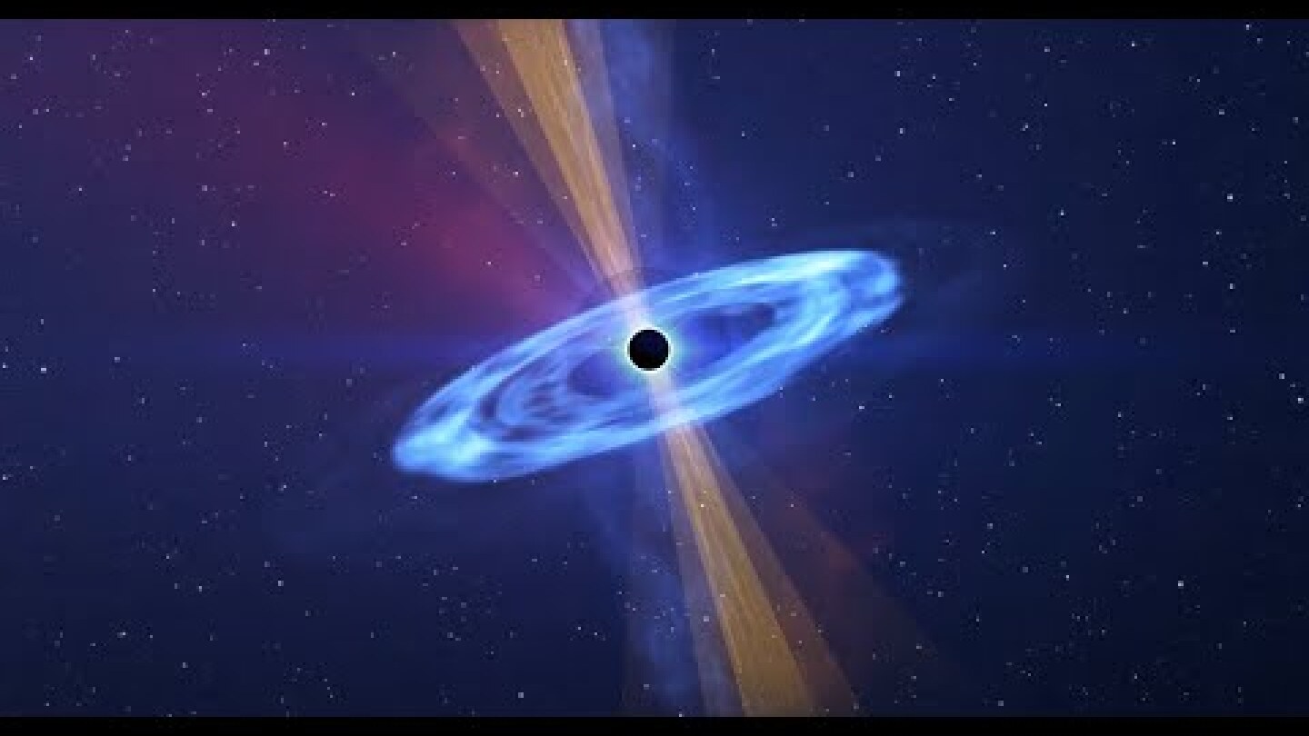 A black hole more than halfway across the Universe spewing out matter at close to the speed of light