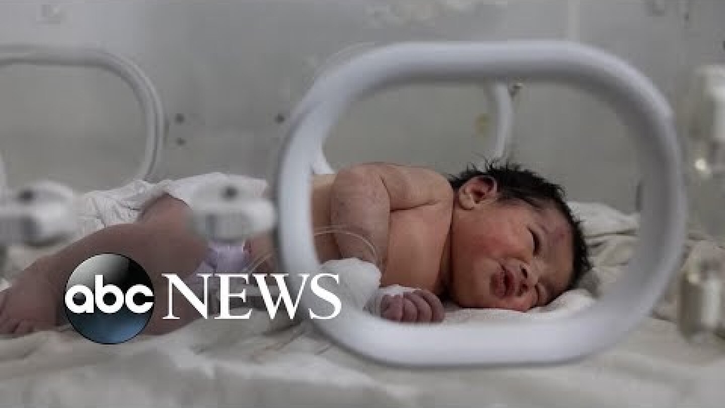 Baby born in earthquake rubble in Syria