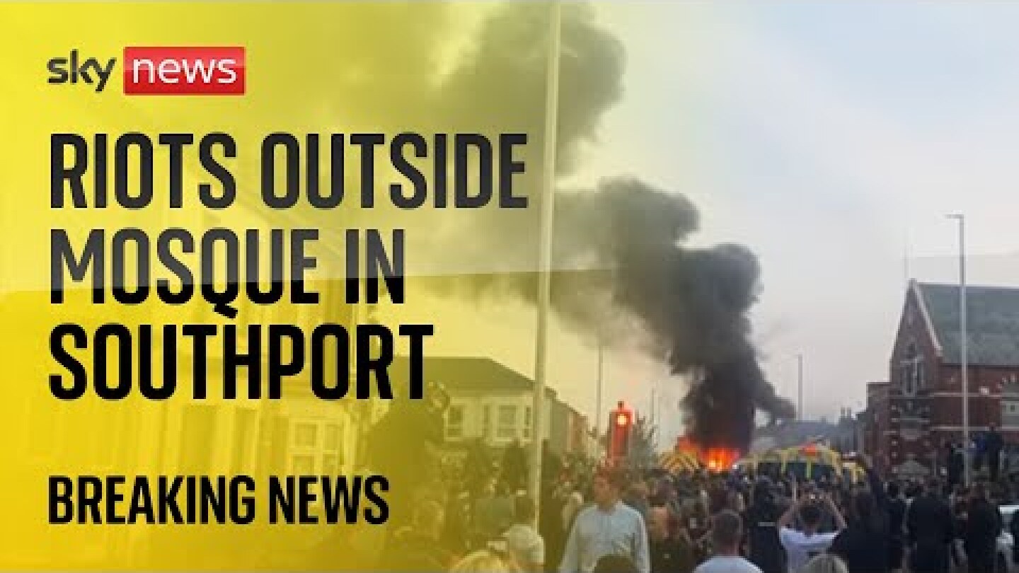 BREAKING: Riot police deployed in Southport as large crowds throw bricks outside mosque