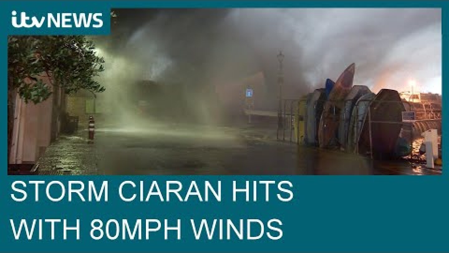 Schools shut and 'danger to life' warnings as Storm Ciarán hits UK and Channel Islands | ITV News