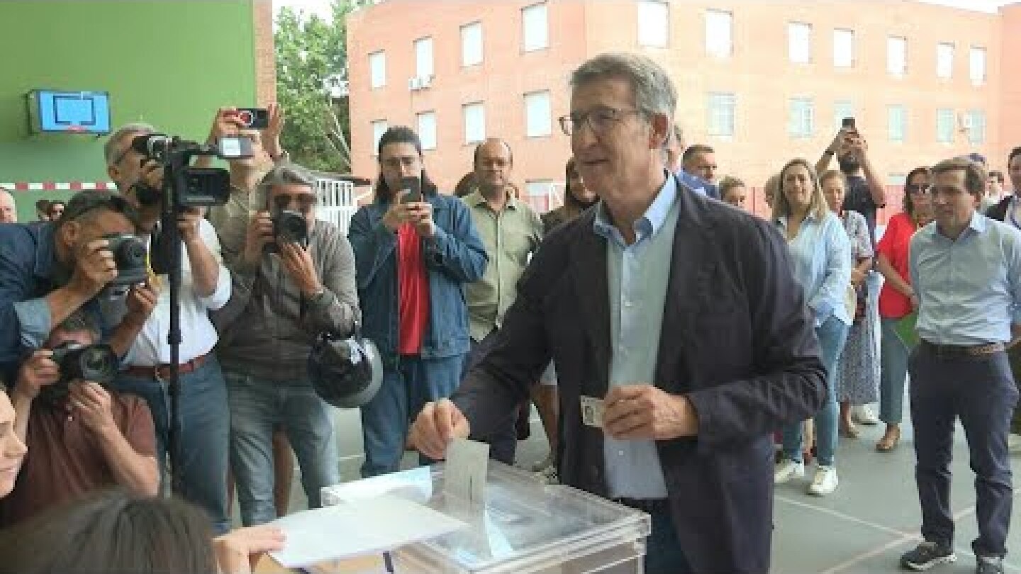 Spain's Popular Party leader Alberto Nunez Feijoo votes in EU elections | AFP