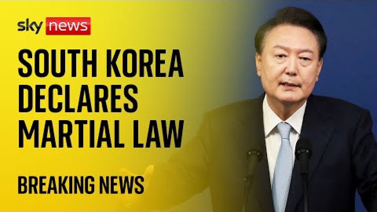 South Korean President Yoon Suk Yeol declares state of martial law