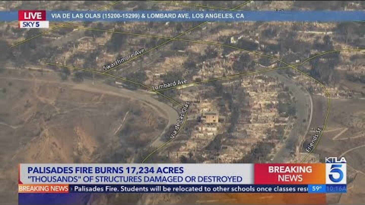 Before and after aerial views show devastation caused by Palisades Fire