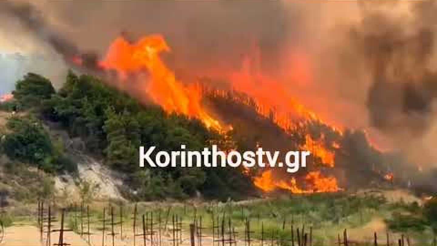 Κόλαση φωτιάς στην Στιμάγκα Κορινθίας - Kατευθύνεται προς το Κούτσι Νεμέας το πύρινο μέτωπο