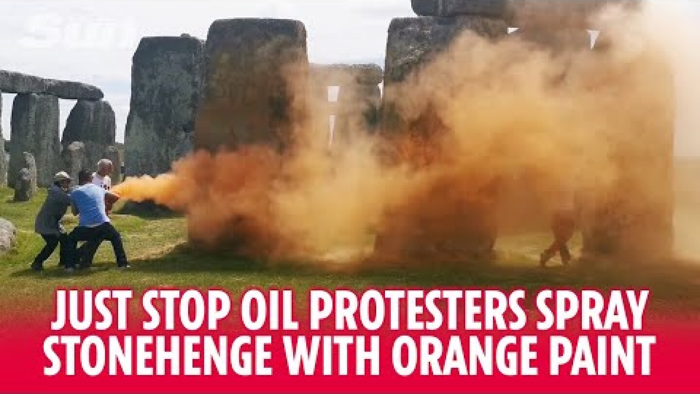 The public fight Just Stop Oil protesters spraying Stonehenge with orange paint