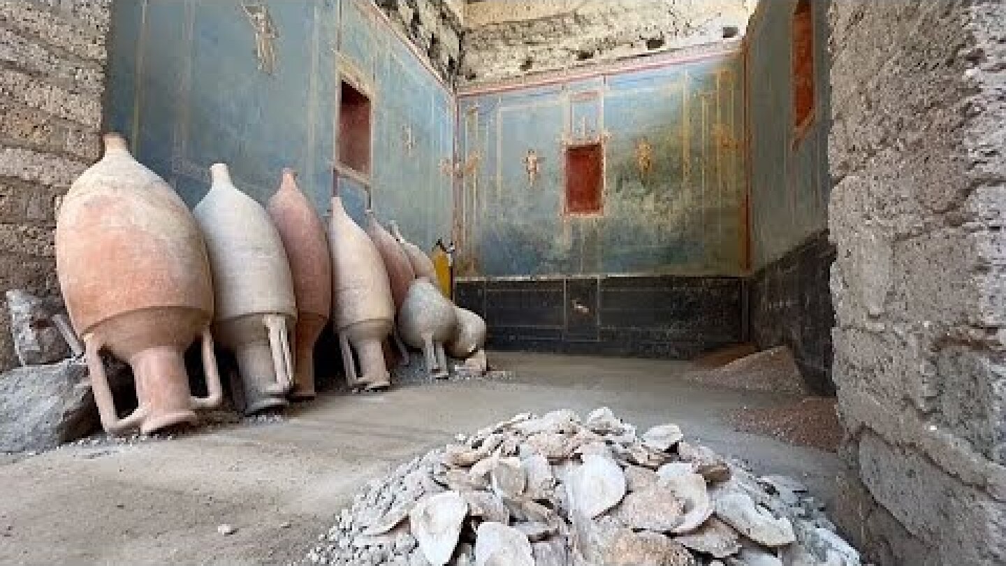 Pompeii archaeologists uncover incredibly rare blue room with stunning frescoes of female figures
