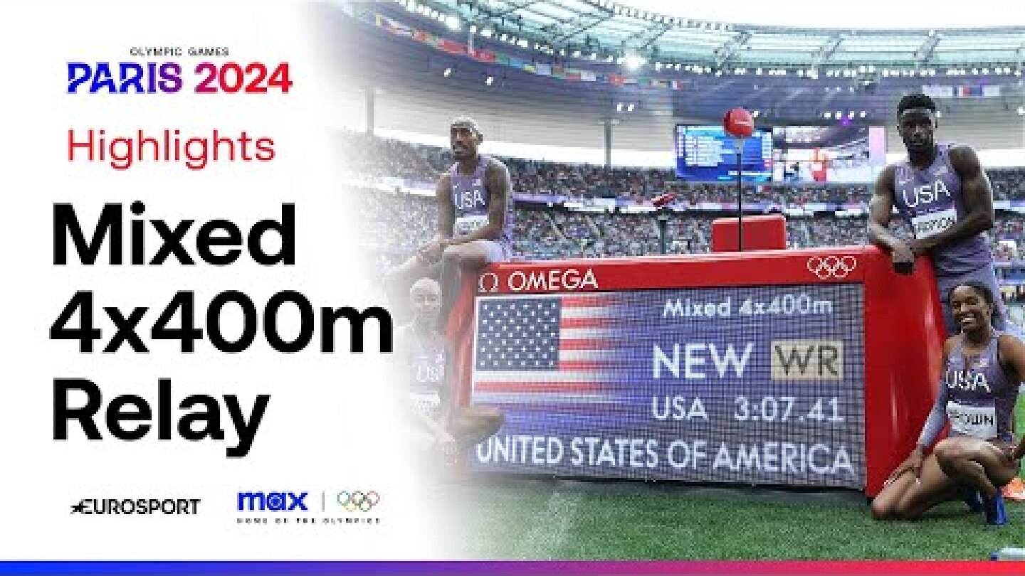 Team USA break WORLD RECORD in 4x400m mixed relay 💨 | #Paris2024 #Olympics