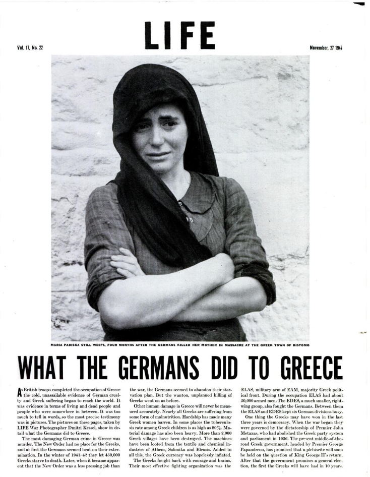 Το άρθρο με τίτλο «What the Germans did to Greece» δημοσιεύτηκε στις 27 Νοεμβρίου 1944 στο LIFE